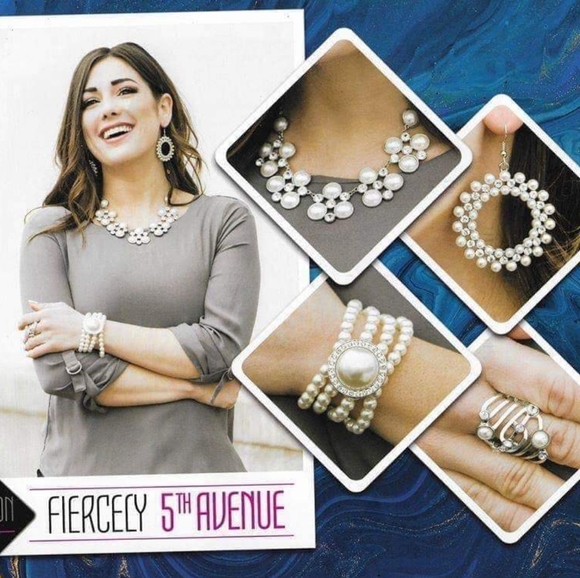 Paparazzi Fashion Fix 4pc Set - Fiercely 5th Avenue - Pearls and Rhinestones - Picture 1 of 6